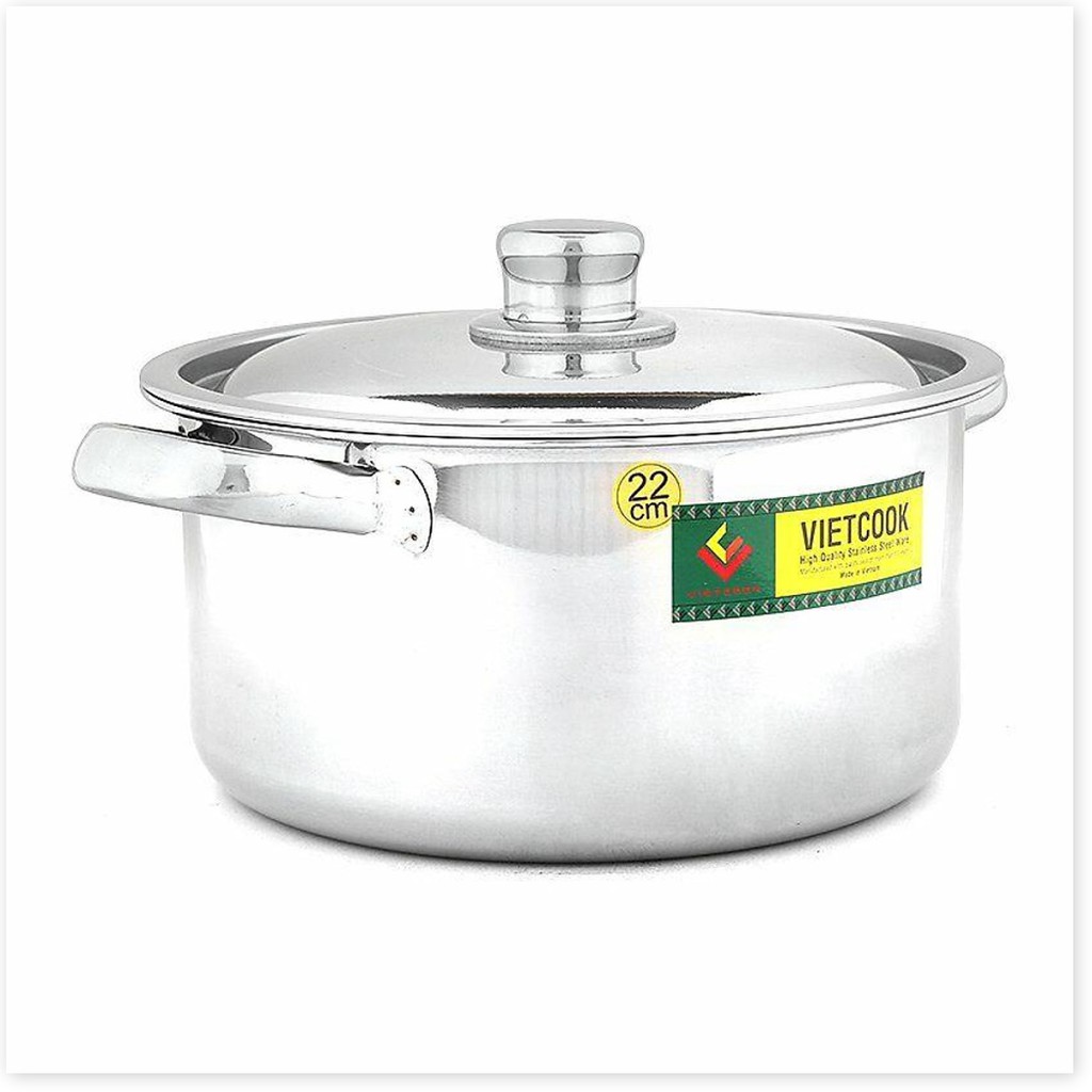 Nồi inox Vietcook nắp inox 1 đáy- size 22cm