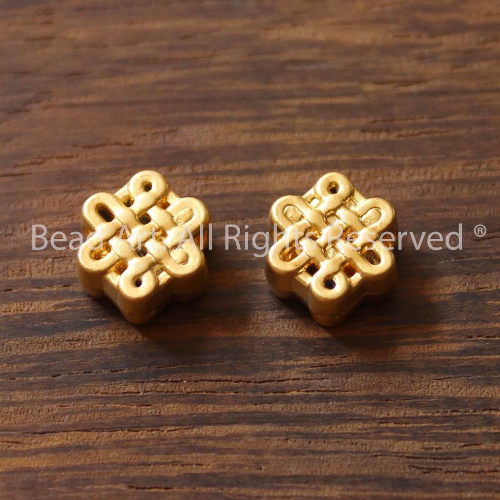 Charm Nút Cát Tường Mạ Vàng Thổ Nhĩ Kỳ 10MM, Phối Vòng Tay Phong Thuỷ, Trang Sức, Chuỗi Hạt S50 - Bead Art