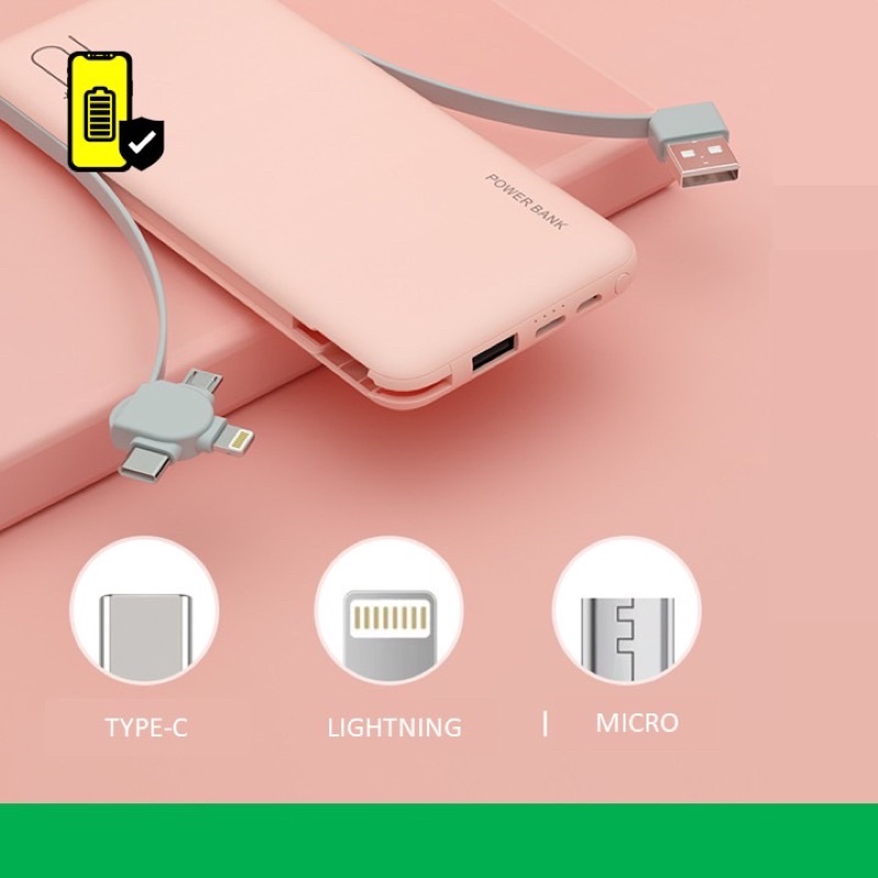 Pin Dự Phòng 10.000 mAh SAFEPOWER WIRE PRO, Tích hợp cáp siêu tiện dụng