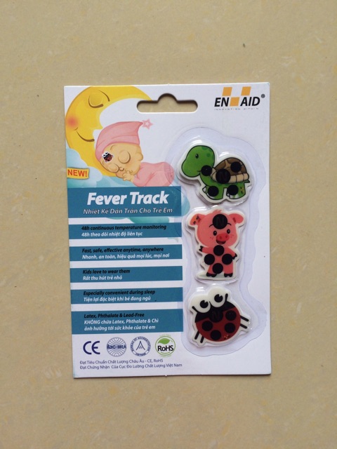 Nhiệt kế dán trán Fevertrack dành cho trẻ em, đo nhiệt độ nhanh cho bé