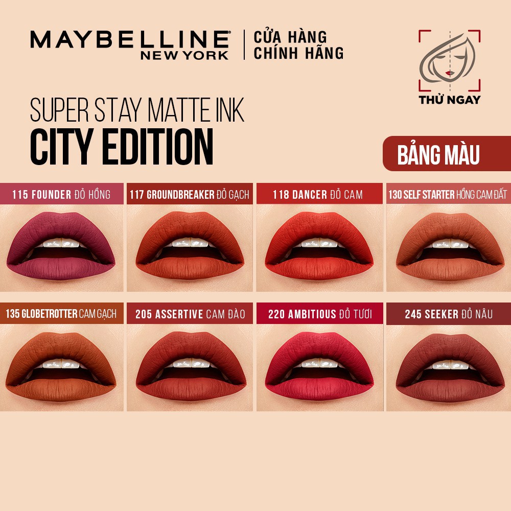 [CHÍNH HÃNG] Son Kem Lì 16h Lâu Trôi Maybelline New York Super Stay Matte Ink Lipstick City Edition 5ml