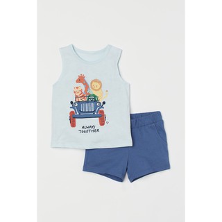 Set cotton ba lỗ bé trai HM