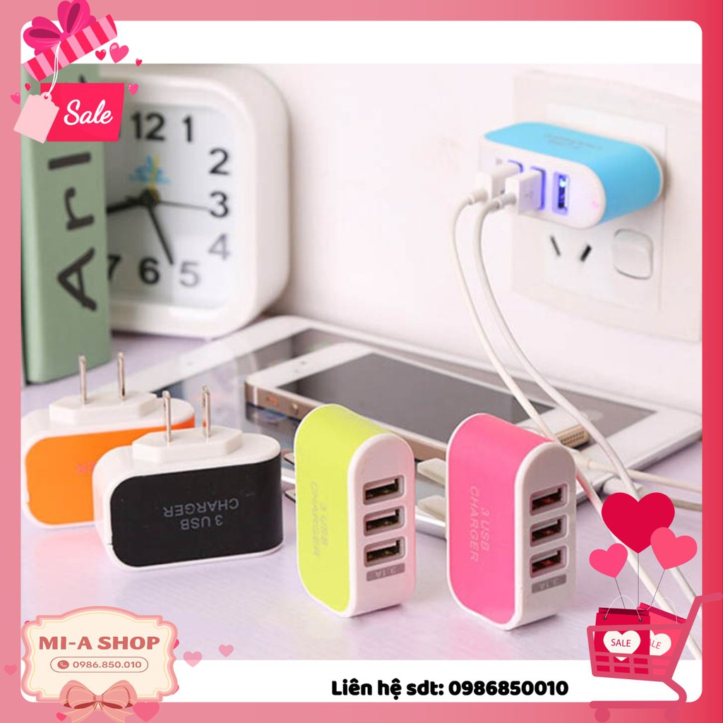 CỦ SẠC🍒FREESHIP🍒sạc ĐIỆN THOẠI ĐA NĂNG 3 CỔNG USB (Xả Kho)
