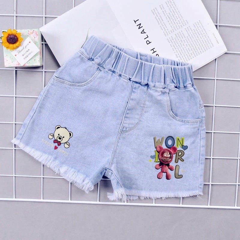 Quần Đùi Denim Thời Trang Hè Phong Cách Mới Cho Bé Gái