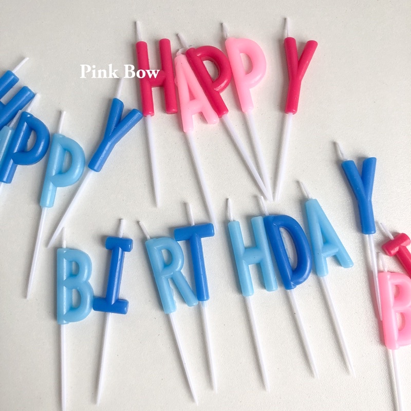 Nến sinh nhật chữ happy birthday HPBD đủ màu 2 loại ĐẬM/NHẠT