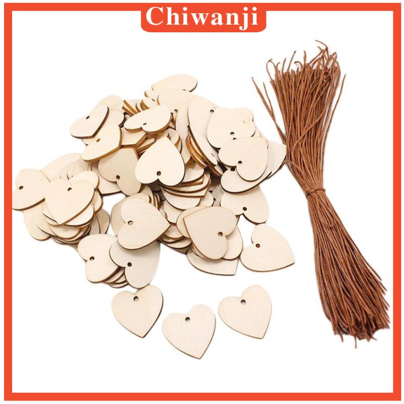 Set 100 Lát Gỗ Hình Trái Tim Tự Nhiên Dùng Để Làm Thẻ Thủ Công
