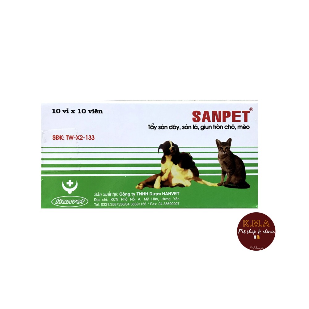 Sanpet - Hỗ trợ thú cưng bị giun, sán (hộp 100 viên)