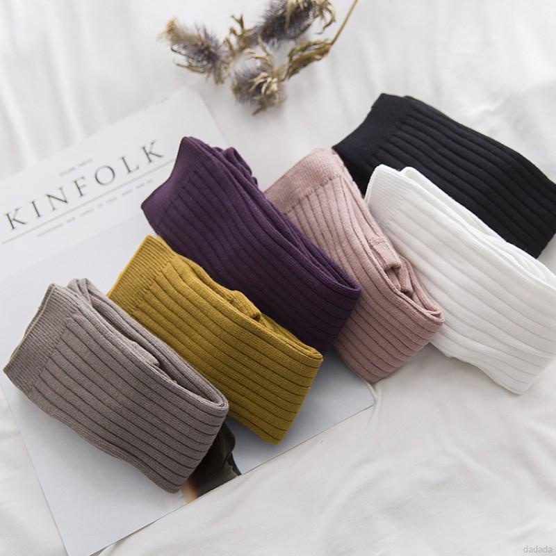 Quần legging dệt kim màu trơn thời trang thu đông xinh xắn dành cho bé gái