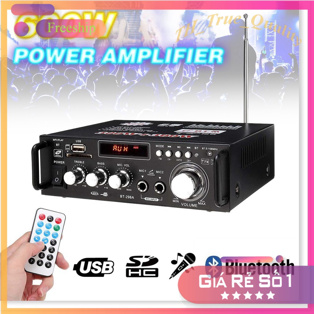 ⚡ Amplifier Bluetooth FM Radio Car Home 600W -  Ampli Mini Loa Amly Bluetooth BT309A 800W Cao Cấp Loại Tốt 👉 HD Plaza