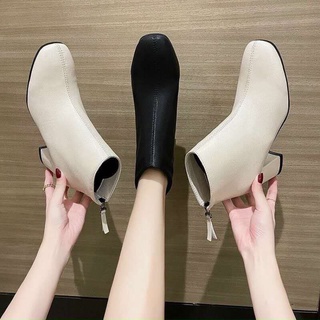 Giày Boot da gót Vuông đế cao 7cm