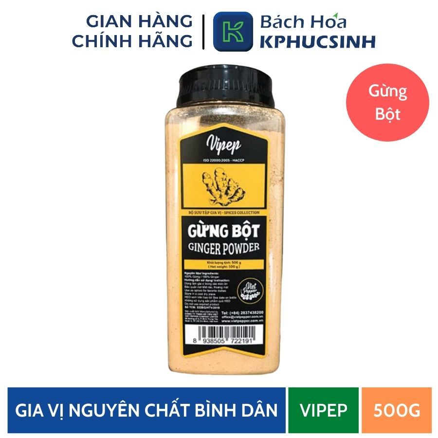 Gừng bột Vipep 500gr  bột gừng nguyên chất 500gr chất lượng cao KPHUCSINH - Hàng Chính Hãng