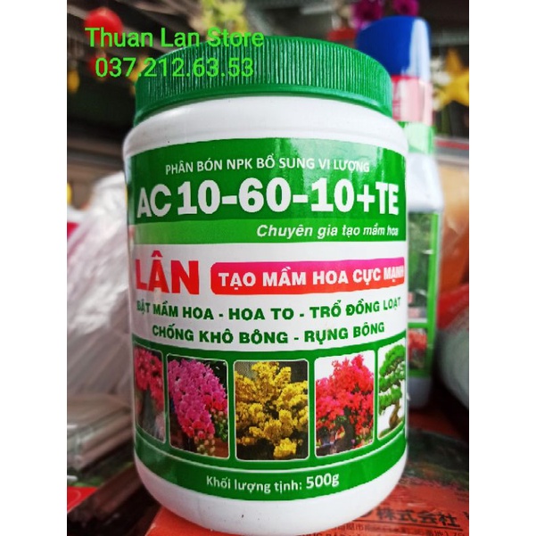 Hũ 500g Phân Bón Siêu Lân AC 10-60-10 +TE Tạo Mầm Hoa Cực Mạnh