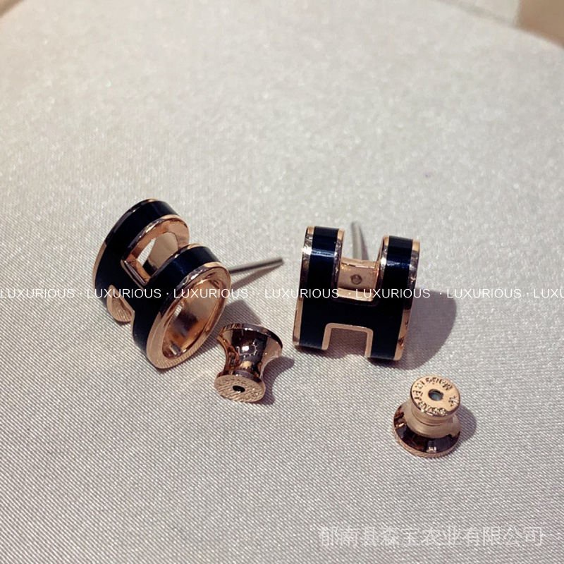 Khuyên Tai Hermes| Bông Tai Chữ h Mạ Bạc 925 Cao Cấp 4CJp
