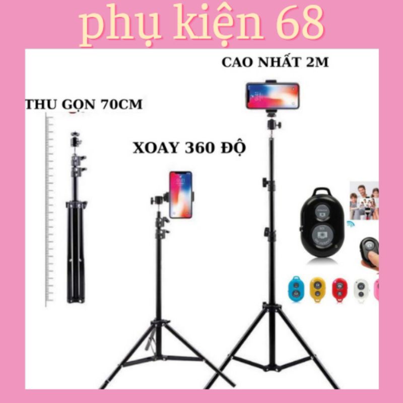 Bộ gậy chụp ảnh 2 mét, chân loại 1 hàng chất lượng, kẹp cầu bi remote