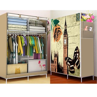 TỦ VẢI ĐỰNG QUẦN ÁO 2 buồng 3D