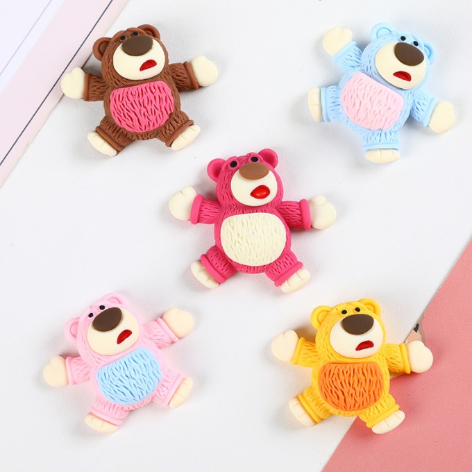 Mẫu charm gấu Pink Bear các màu dùng trang trí vỏ ốp điện thoại, kẹp tóc, dán Jibbitz, DIY