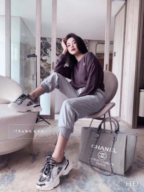 giày thể thao đế 6cm cá tính mũi chữ