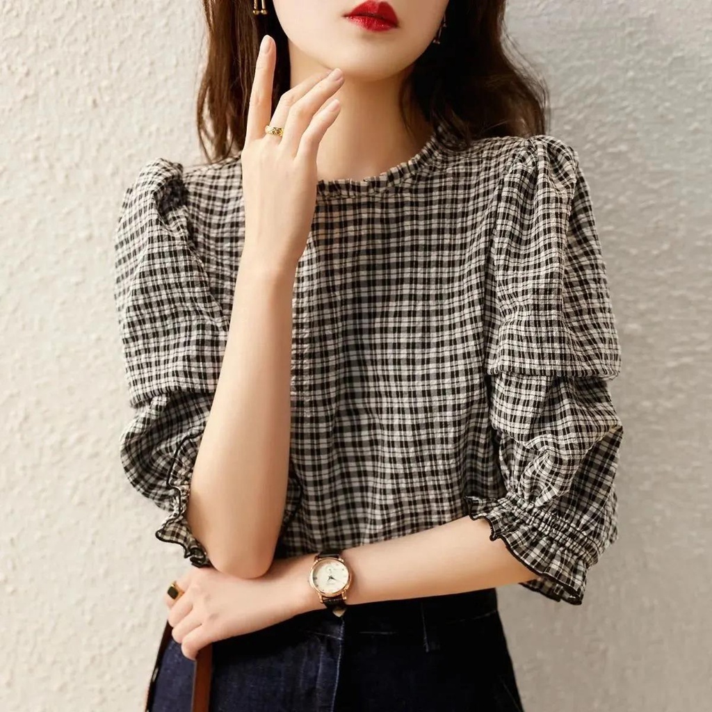 Women's Plaid Long Sleeve Shirts Fashion Personality