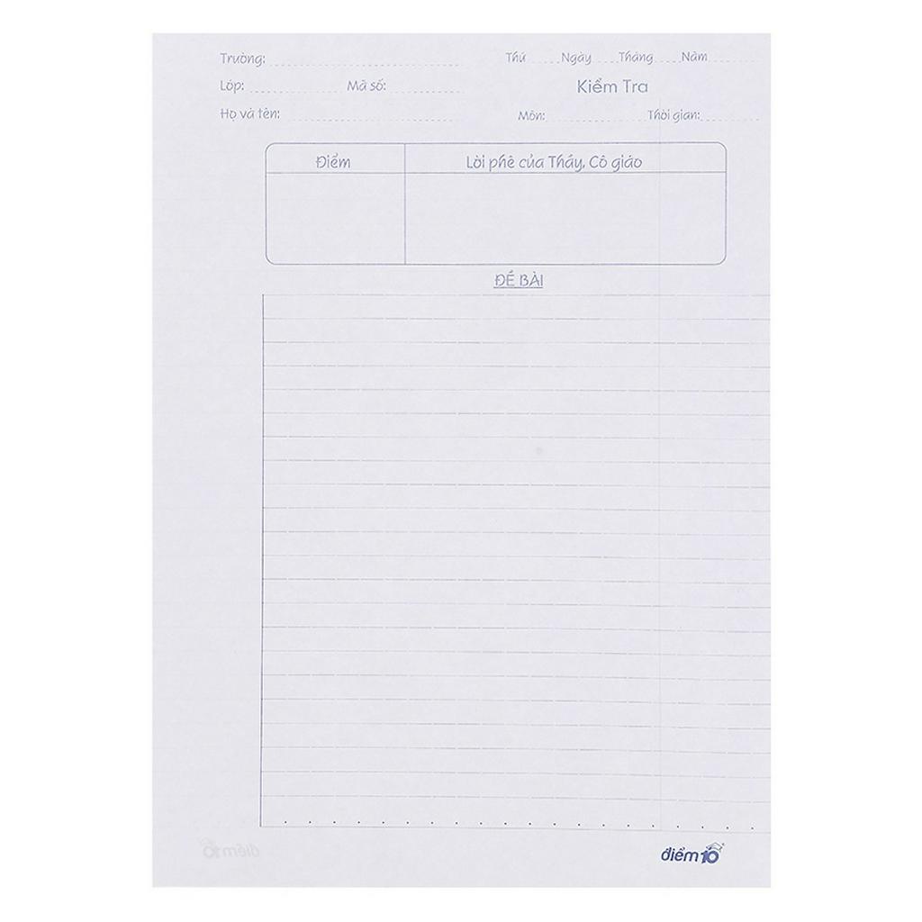 Giấy Kiểm Tra TP-GKT06 Kẻ Ngang Smart