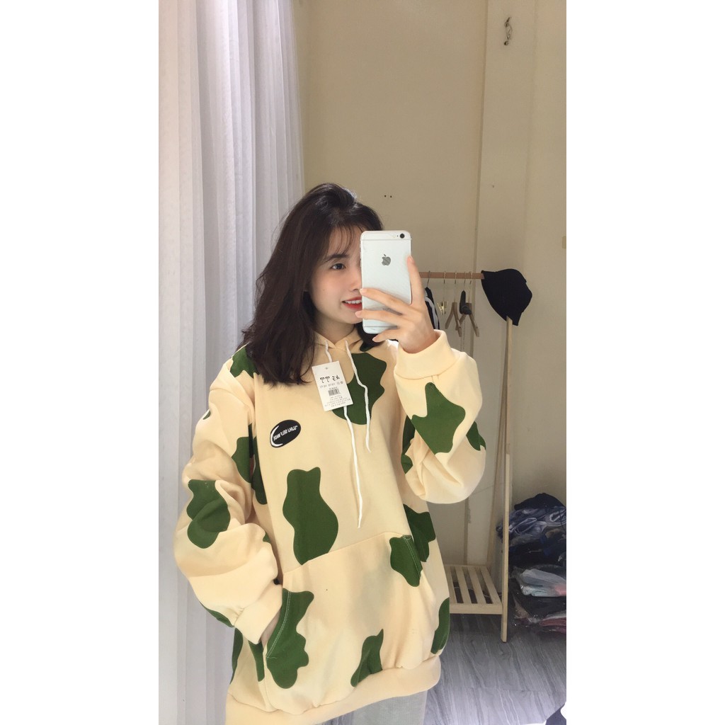 Áo Hoodie Bò Sữa/ Áo nỉ nữ họa tiết loang đen trắng bò sữa cute SIÊU HOT | BigBuy360 - bigbuy360.vn