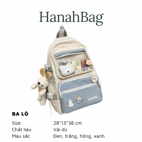 Balo Nữ Ulzzang Thời Trang Đi Học Đi Chơi Dễ Thương Có Gấu Bông Đính Kèm Siêu Cute