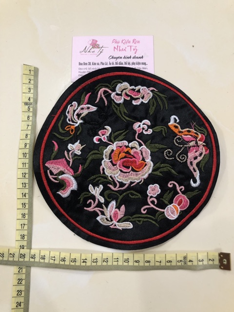 Tấm ren tròn trang trí áo dài đôi chim