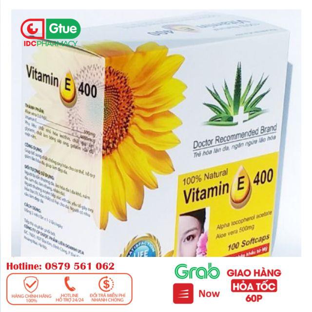 Viên uống Vitamin E 400 iu Giúp làm đẹp da - Hộp 100 viên bổ sung vtm E 400mg ngăn ngừa lão hóa, tốt cho sinh lý_[IDC]