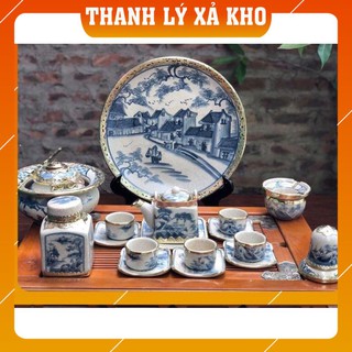 Ấm đựng trà đạo, bình ấm chén trà gốm sứ Bát Tràng cao cấp men rạn cổ!