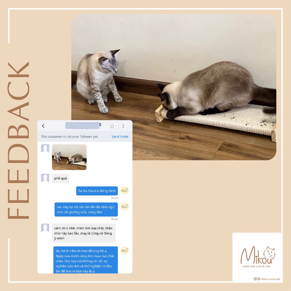 Cào móng mèo, kích thước 54x20cm, bền chắc, kèm catnip, bàn cào móng cho mèo handmade, Mikou shop