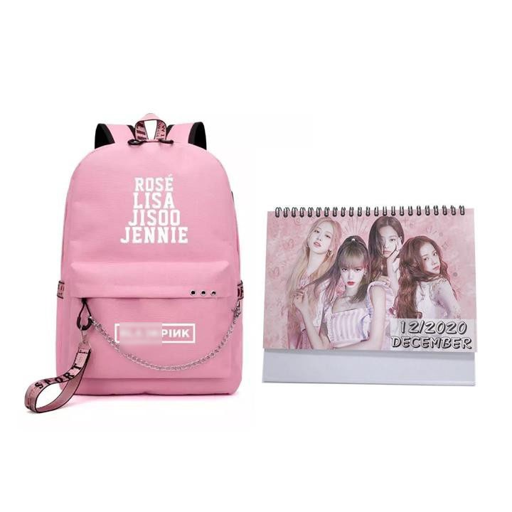 Combo 2 món gồm Balo Blackpink Lisa Jisoo Jennie Rose thông minh nam nữ đựng laptop cặp sách và ví ngắn gấp gọn