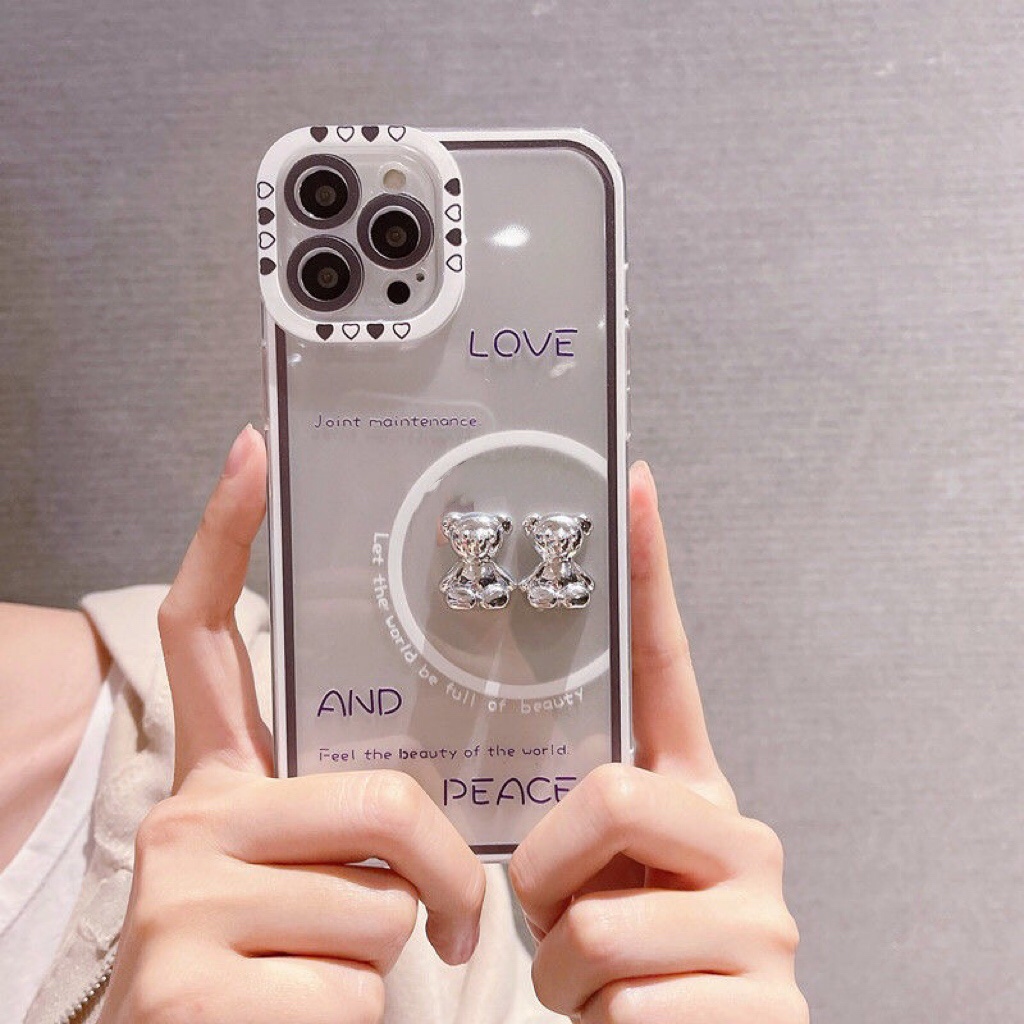 Ốp Điện Thoại Mềm Hình Gấu 3D Dễ Thương Cho iPhone 11 13 13ProMax 12 12Pro Max X XS XR 11ProMax