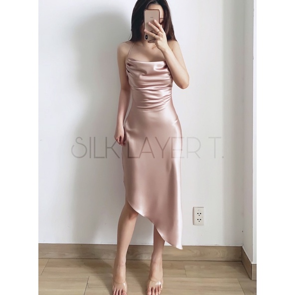 ĐẦM LỤA TẦNG MÀU NUDE by SILK LAYER T.