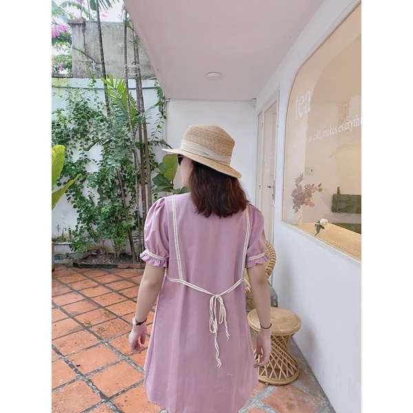 Lila Dress - đầm suông tay phồng cổ V🍭