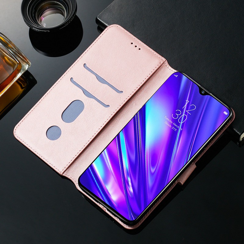 Bao da điện thoại nắp lật dạng ví có ngăn giữ thẻ cho Realme C17 C15 C11 C2 7 7i 6i 5s 5i 3 5 Pro | YYT 32-36