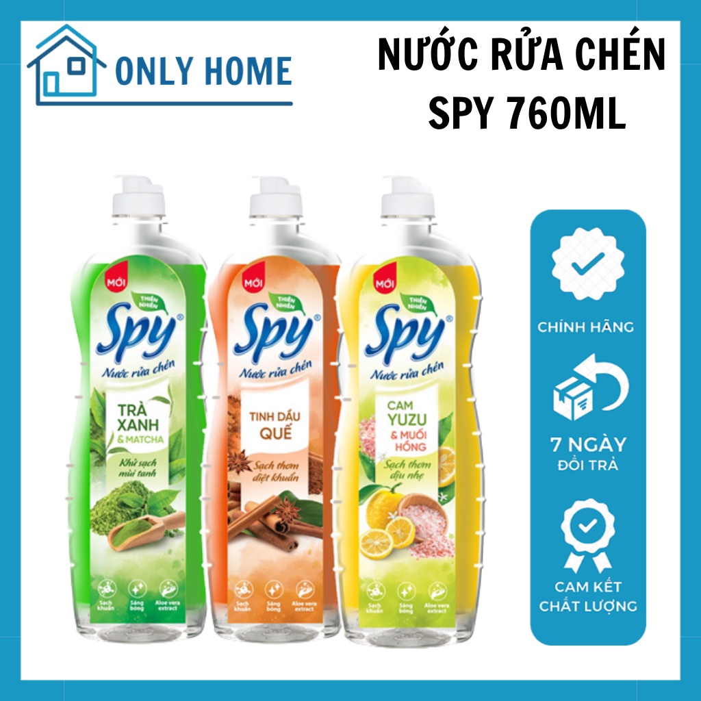 Nước rửa chén bát SPY Dung tích 760ml – 4 mùi hương, Thành phần thiên nhiên, an toàn tuyệt đối với sức khỏe, ít bọt
