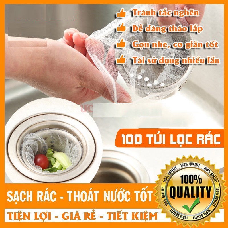 Combo 100 - 500 túi lọc rác bồn rửa chén bát và miếng thoát sàn