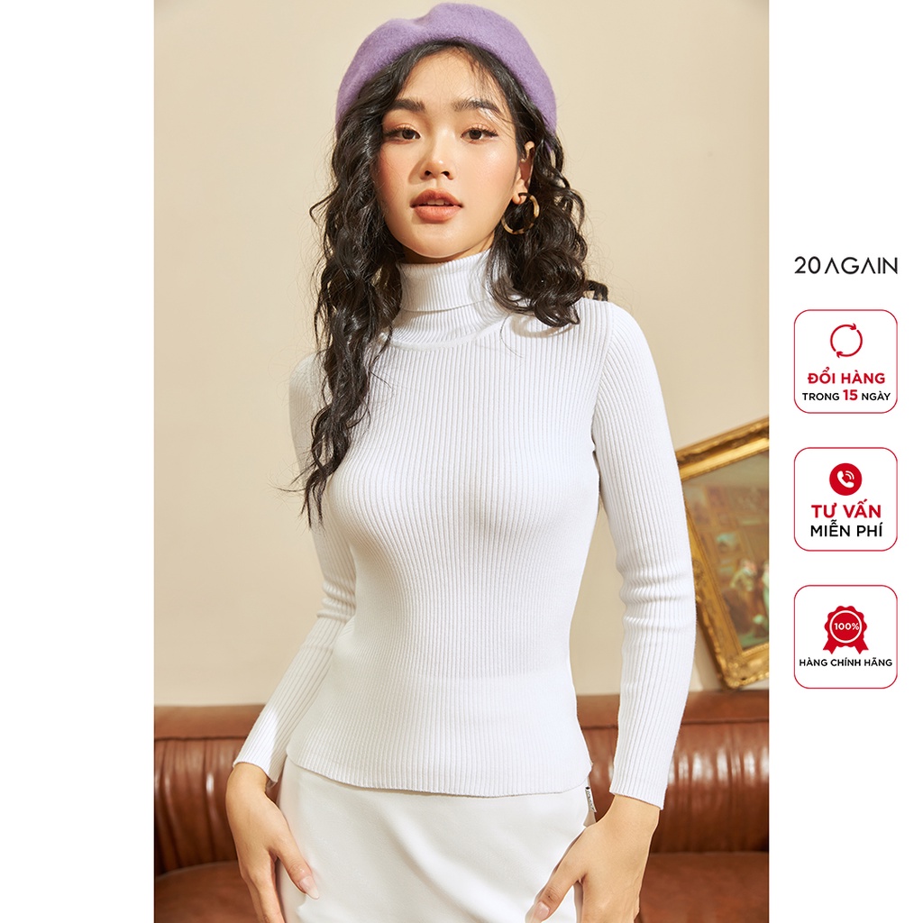 Áo len nữ ôm boby dài tay 20AGAIN, len lông thỏ co giãn, mềm mịn ALA0063 | BigBuy360 - bigbuy360.vn