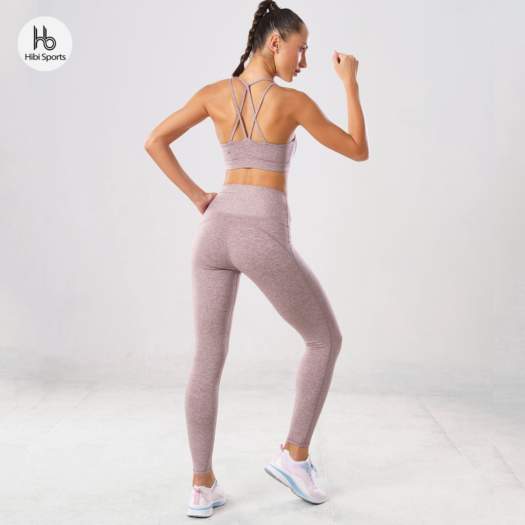 Set đồ tập yoga nữ Hibi Sports H132, áo bra thể thao 4 dây, quần lưng cao, kèm mút