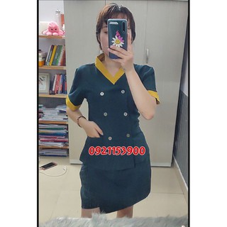 Đồng phục spa xanh đen