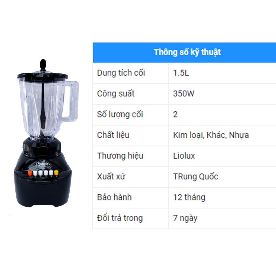 Máy xay sinh tố Liolux LIO-703, Máy xay đa năng dung tích 1.5L xay rau củ, xay đá chuyên biệt - Bảo hành 12 tháng