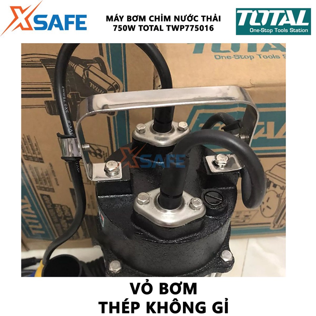 Máy bơm chìm TOTAL TWP775016 750W, vỏ bơm thép không gỉ bền bỉ - Chính hãng