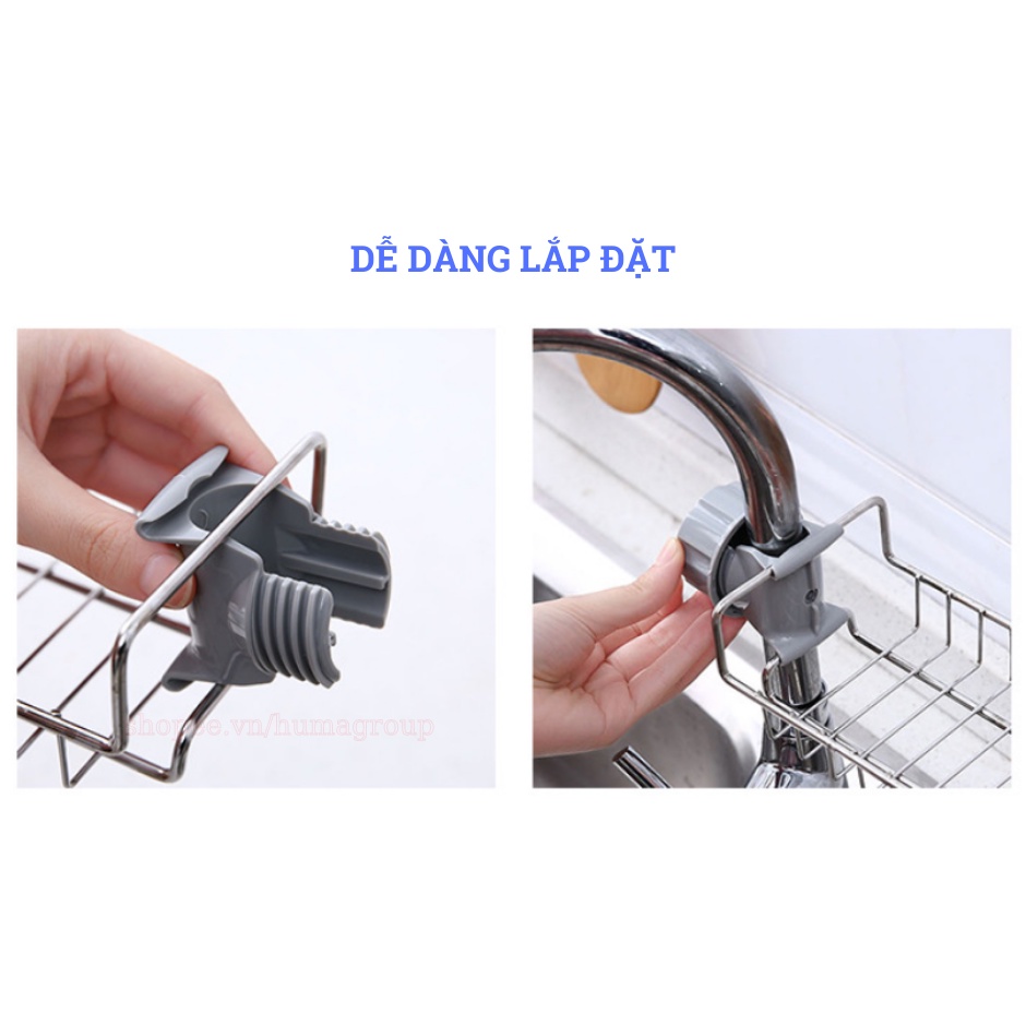 Giá Để Đồ Rửa Bát – Khay Inox Gắn Vòi Rửa Chén – Giá Treo Vòi Đựng Đồ Inox Đa Năng