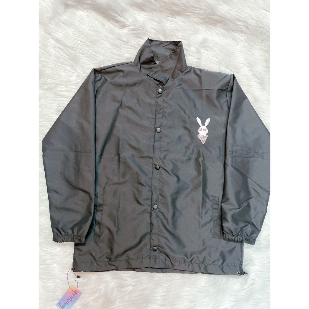 ÁO KHOÁC KAKI NÚT BẤM/ ÁO JACKET ĐEN IN HÌNH THỎ ĂN KEM,FREESHIP,LOCAL BRAND HÀNG VNXK 2 LỚP CHÓNG NẮNG,1993CLOTHINGG