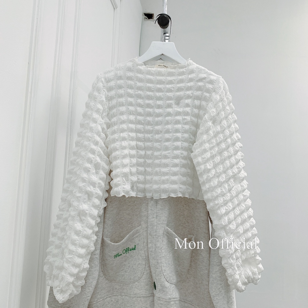 SS0331 Áo nữ chất vải xốp phồng dài tay cổ 3 phân nhiều màu