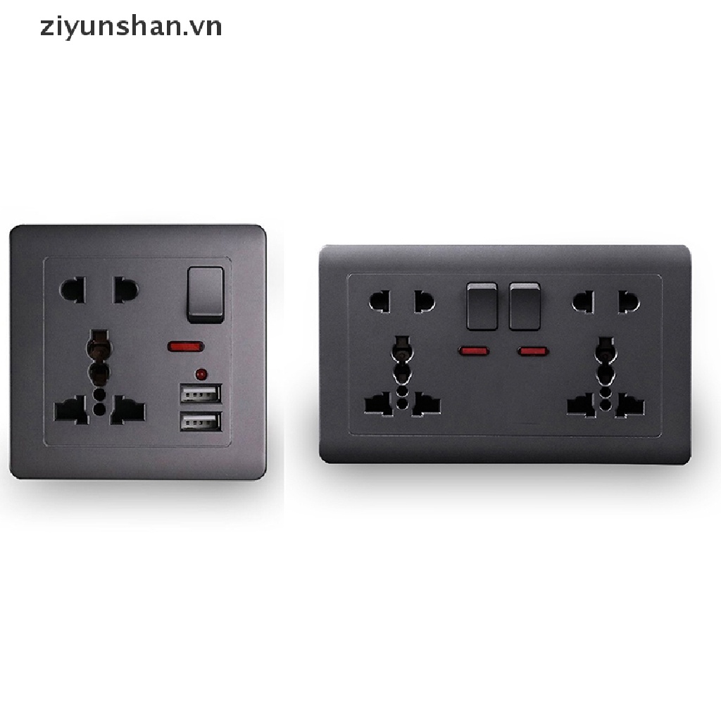 Ổ Cắm Điện Gắn Tường Tiêu Chuẩn EU Màu Xám