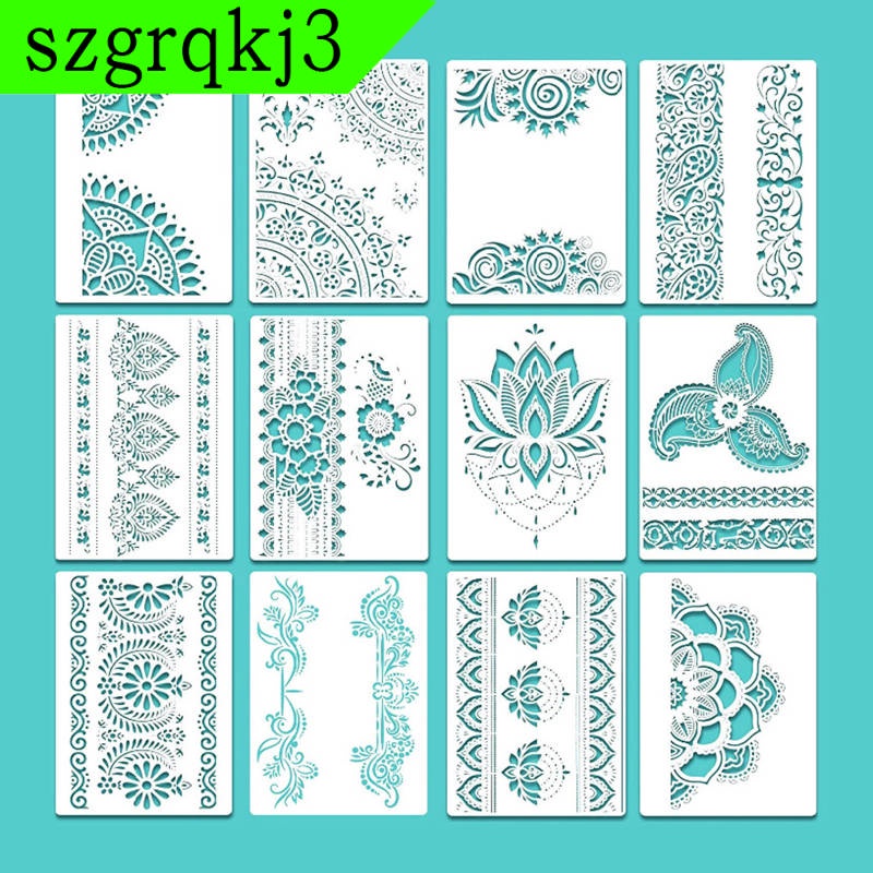 Khuôn vẽ hoa mandala cỡ lớn có thể tái sử dụng trang trí DIY