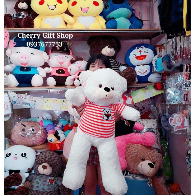 Gấu Bông Teddy Trắng Cao Cấp 90cm Ảnh Shop Chụp -Quà lưu niệm 24h