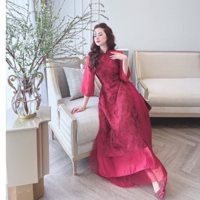 (hàng có sẵn phục vụ Tết) Áo dài cách tân 4 tà Vân Hi LINN Design