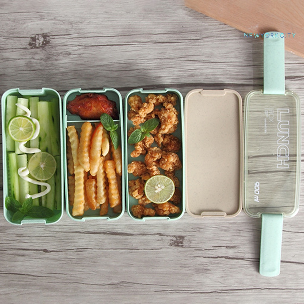 Hộp Đựng Cơm Trưa NYC 900ml 3 Tầng PP Thân Thiện Với Môi Trường Dùng Tại Nhà