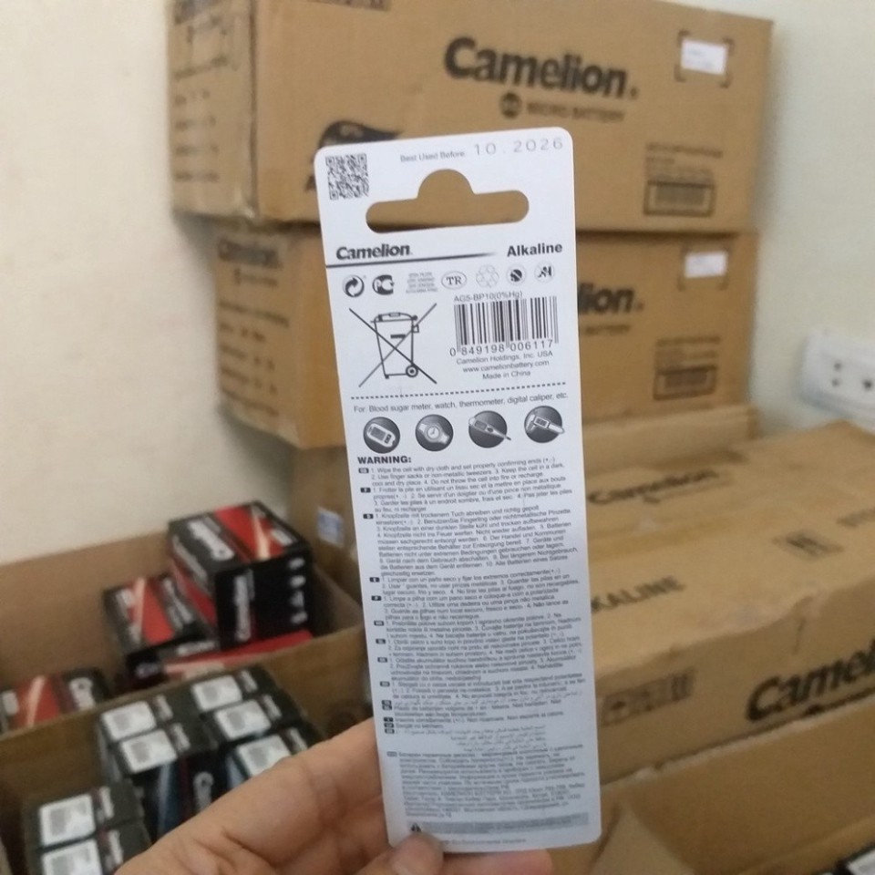 Pin AG5/ LR48 /LR754 dùng cho máy trợ thính, máy tính Casio ...10 viên/ vỉ
